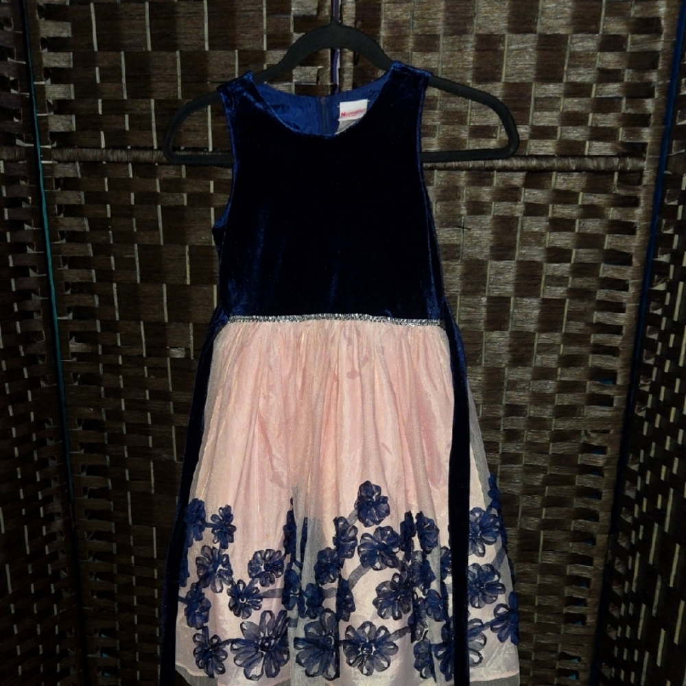Charming Velvet and Floral Kids Dress